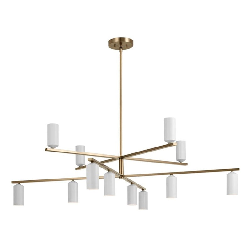 Kichler Gala 56in 12-Light Chandelier | Minimalist Champagne Bronze and White Metal | Dining Room & Living Room | 16 in H | Model 52533CPZWH