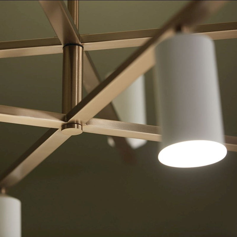 Kichler Gala 56in 12-Light Chandelier | Minimalist Champagne Bronze and White Metal | Dining Room & Living Room | 16 in H | Model 52533CPZWH
