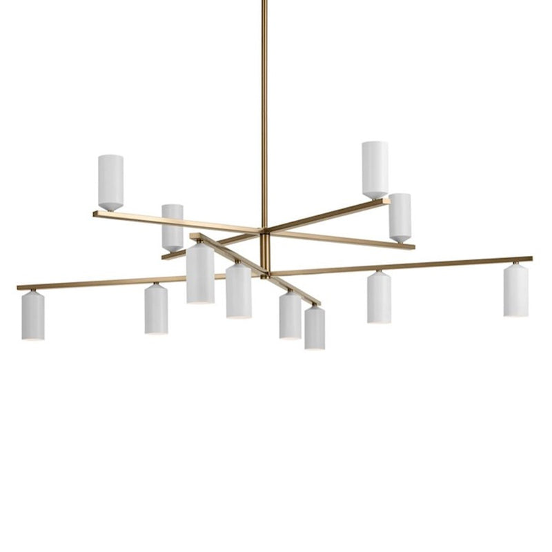 Kichler Gala 56in 12-Light Chandelier | Minimalist Champagne Bronze and White Metal | Dining Room & Living Room | 16 in H | Model 52533CPZWH