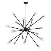 Kichler Armstrong 63in 16-Light Chandelier | Mid-Century Modern Black Steel | Dining Room & Living Room | 21 in H | Model 52537BK