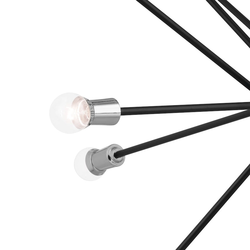 Kichler Armstrong 63in 16-Light Chandelier | Mid-Century Modern Black Steel | Dining Room & Living Room | 21 in H | Model 52537BK