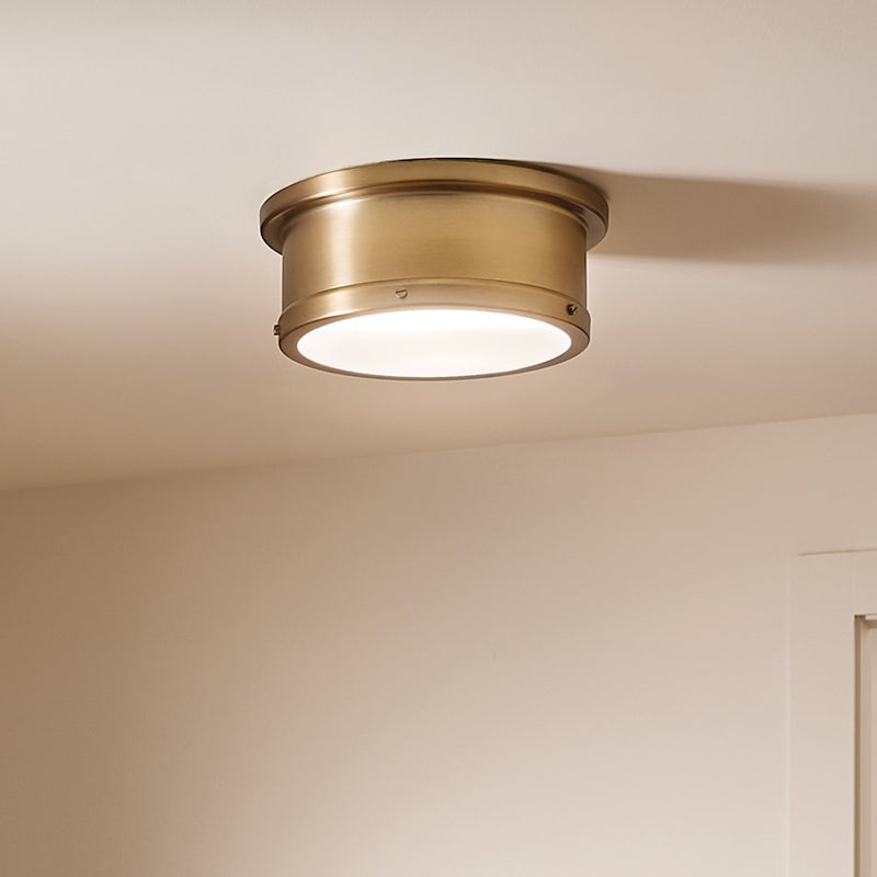 Kichler Serca 18in 3-Light Flush Mount | Polished Nickel Steel | Bathroom & Hallway | Damp Rated | Model 52541PN