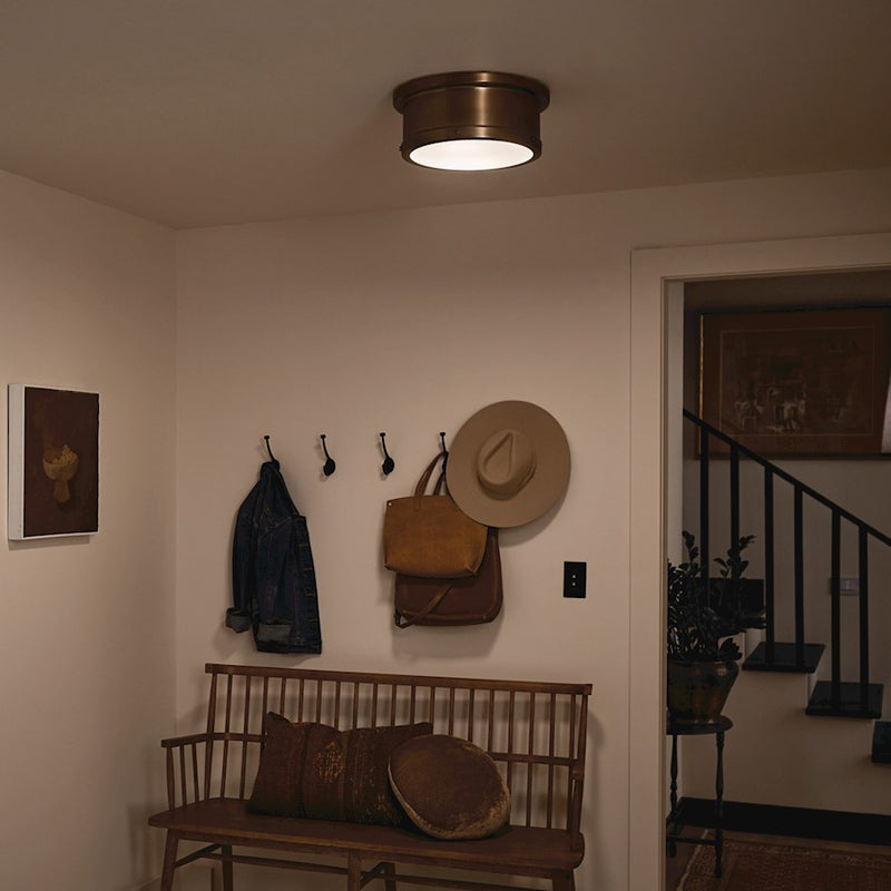 Kichler Serca 18in 3-Light Flush Mount | Polished Nickel Steel | Bathroom & Hallway | Damp Rated | Model 52541PN