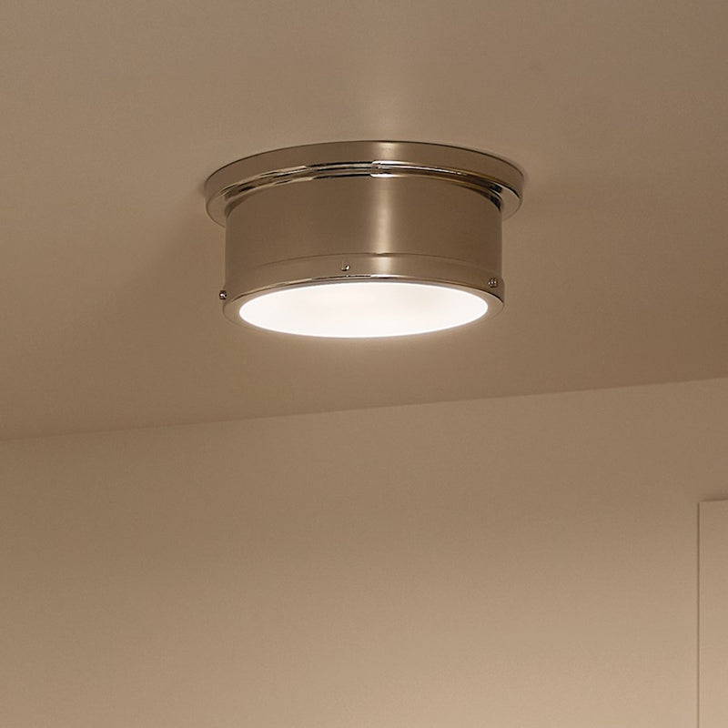 Kichler Serca 18in 3-Light Flush Mount | Polished Nickel Steel | Bathroom & Hallway | Damp Rated | Model 52541PN