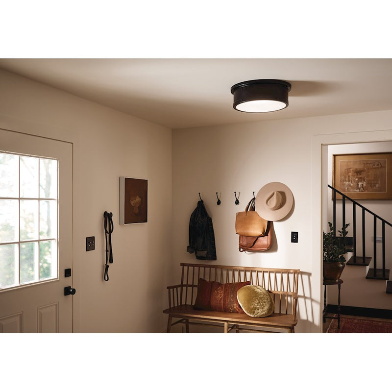 Kichler Serca 18in 3-Light Flush Mount | Polished Nickel Steel | Bathroom & Hallway | Damp Rated | Model 52541PN