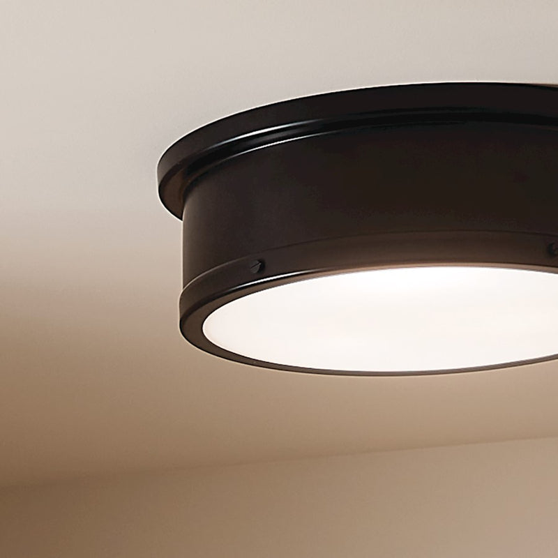 Kichler Serca 18in 3-Light Flush Mount | Polished Nickel Steel | Bathroom & Hallway | Damp Rated | Model 52541PN