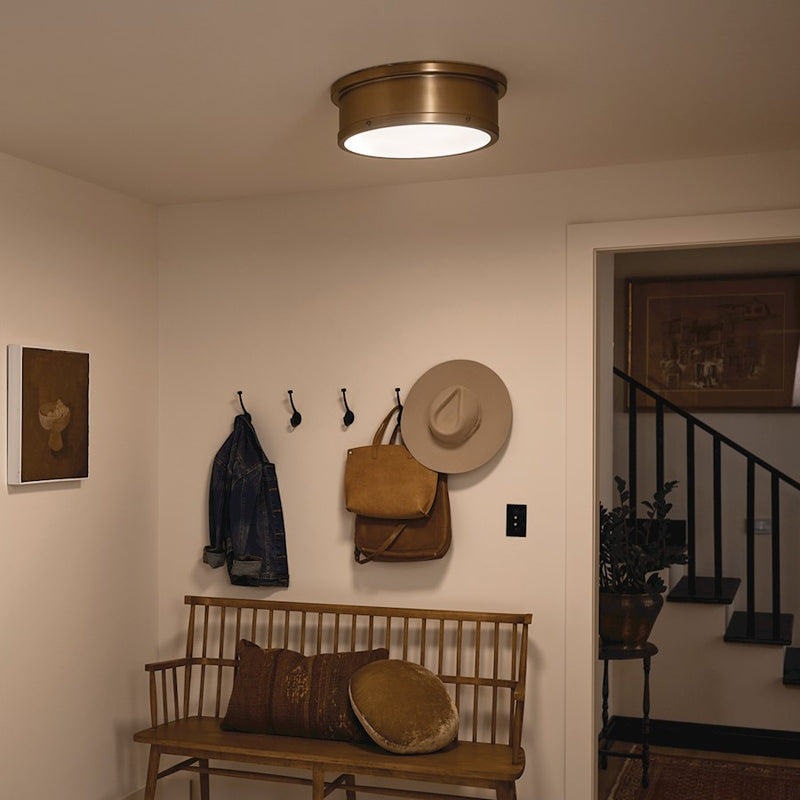 Kichler Serca 18in 3-Light Flush Mount | Polished Nickel Steel | Bathroom & Hallway | Damp Rated | Model 52541PN