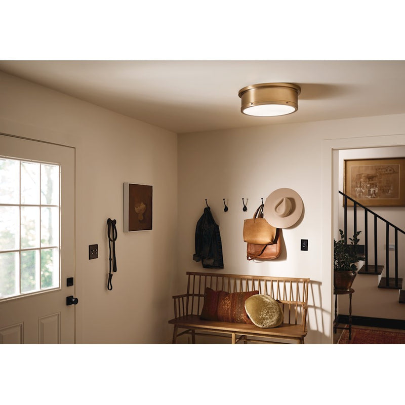 Kichler Serca 18in 3-Light Flush Mount | Polished Nickel Steel | Bathroom & Hallway | Damp Rated | Model 52541PN