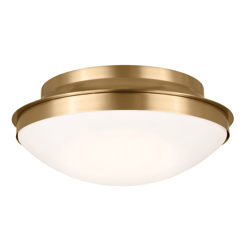 Kichler Bretta 8in 3-Light Flush Mount | Updated Traditional Black and Satin Etched Cased Opal Glass | Damp Location Bathroom | Model 52545BK