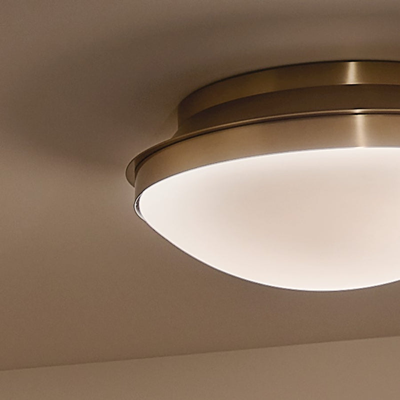 Kichler Bretta 8in 3-Light Flush Mount | Updated Traditional Black and Satin Etched Cased Opal Glass | Damp Location Bathroom | Model 52545BK