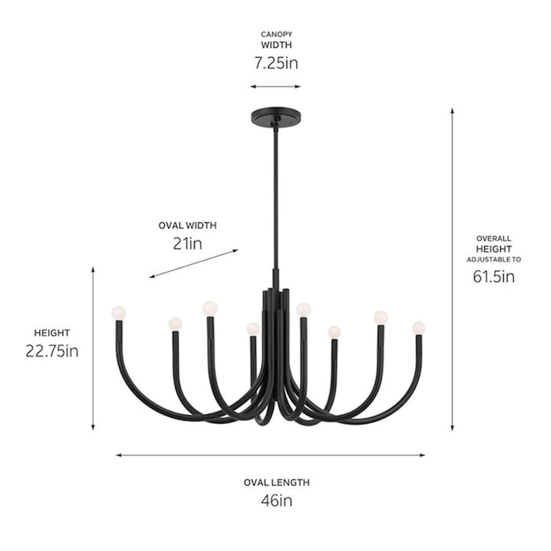 Kichler Odensa 46in 8-Light Oval Chandelier | Soft Modern Champagne Bronze Steel | Living Room & Dining Room | 46 x 21 x 23 in | Model 52553CPZ