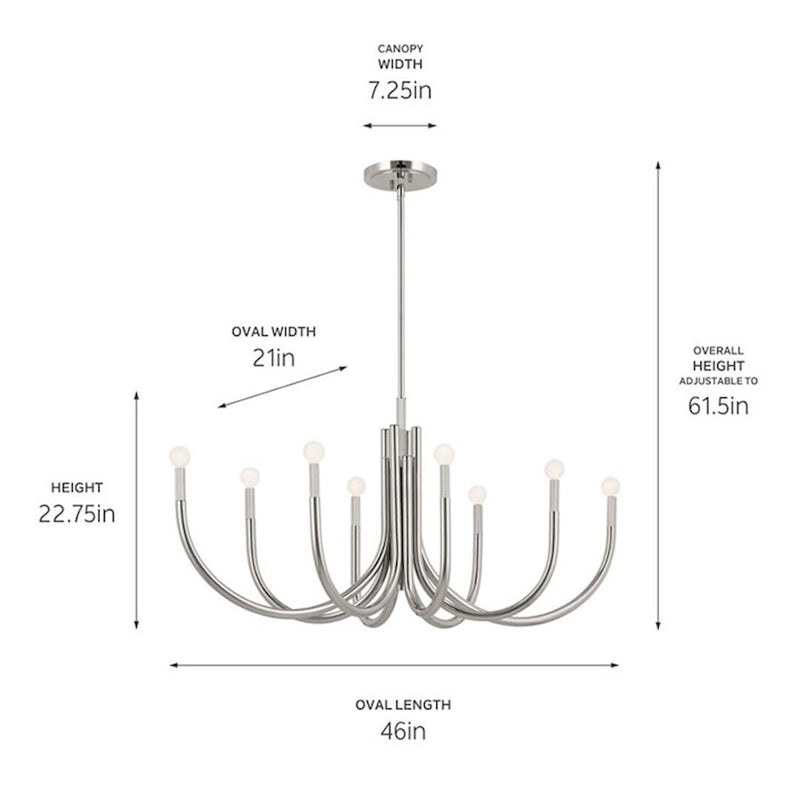 Kichler Odensa 46in 8-Light Oval Chandelier | Soft Modern Champagne Bronze Steel | Living Room & Dining Room | 46 x 21 x 23 in | Model 52553CPZ