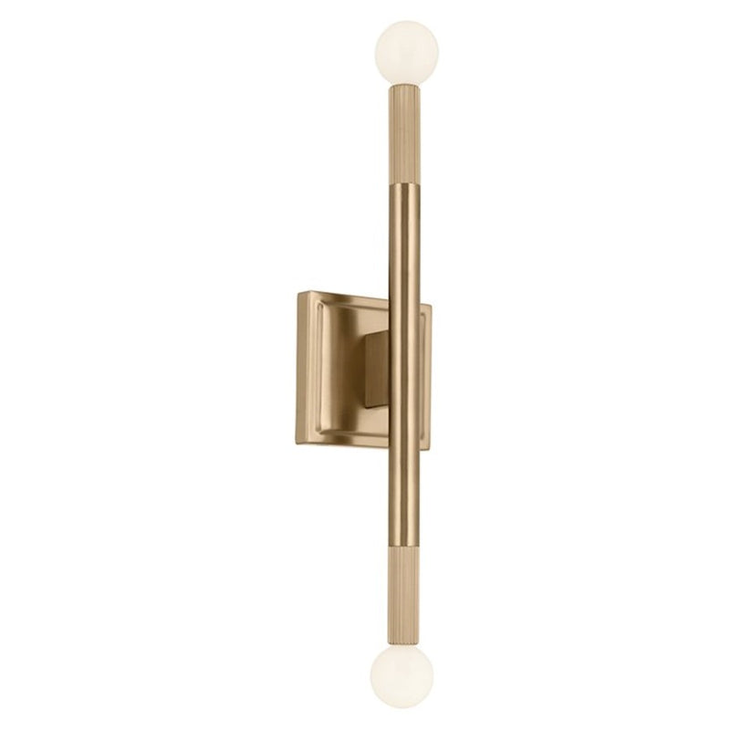 Kichler Odensa 17in 2-Light Wall Sconce | Soft Modern Polished Nickel Steel | Bathroom & Hallway Accent | 5 x 17 in, Damp Rated | Model 52556PN