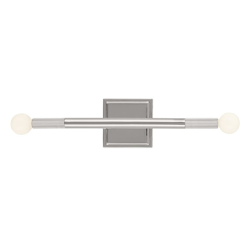 Kichler Odensa 17in 2-Light Wall Sconce | Soft Modern Polished Nickel Steel | Bathroom & Hallway Accent | 5 x 17 in, Damp Rated | Model 52556PN