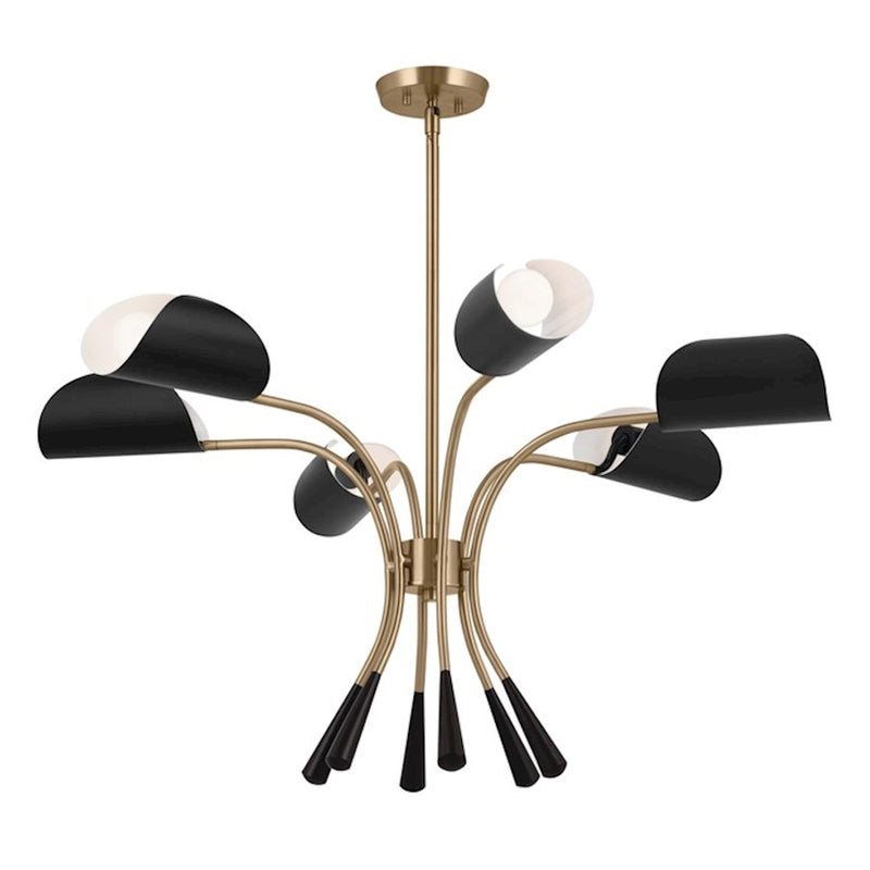 Kichler Arcus 46in 12-Light Chandelier | Mid-Century Modern Champagne Bronze and White Metal | Dining Room & Living Room | 29 in H | Model 52561CPZWH