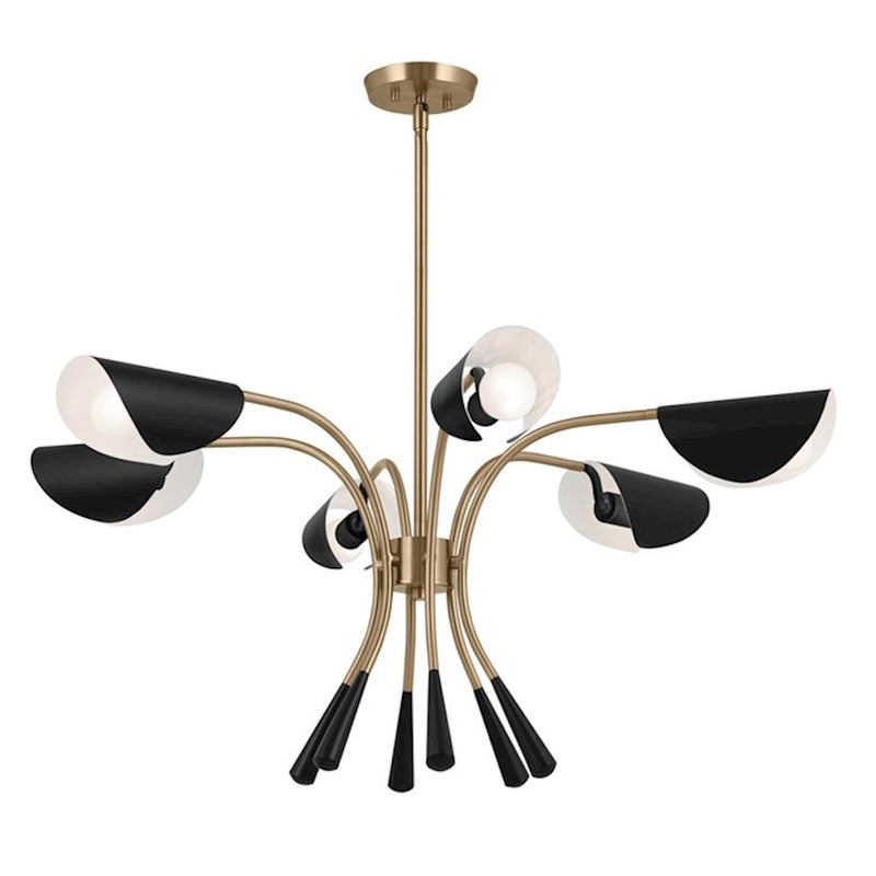 Kichler Arcus 46in 12-Light Chandelier | Mid-Century Modern Champagne Bronze and White Metal | Dining Room & Living Room | 29 in H | Model 52561CPZWH