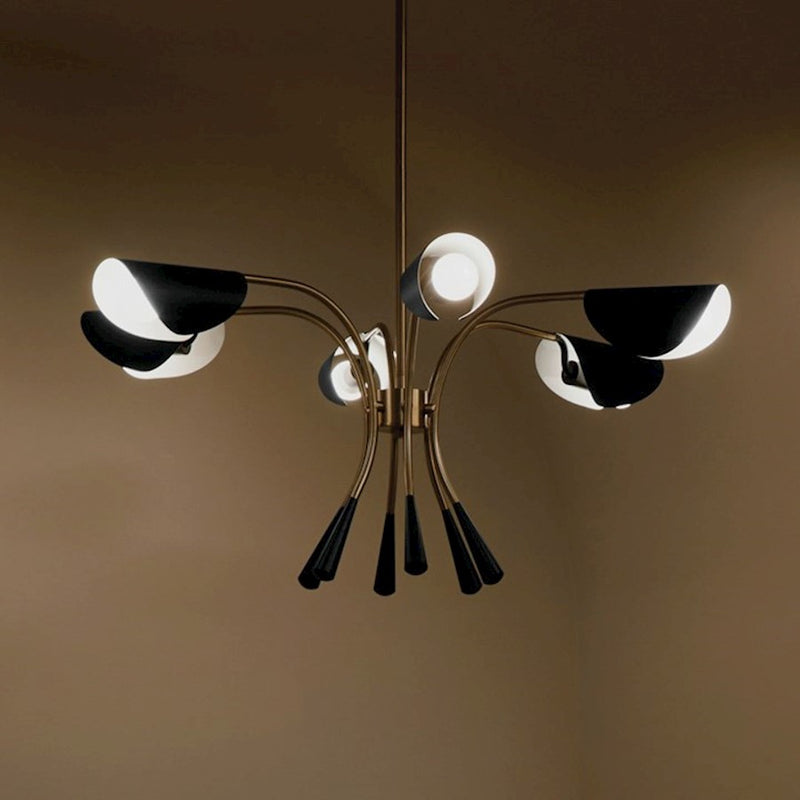 Kichler Arcus 46in 12-Light Chandelier | Mid-Century Modern Champagne Bronze and White Metal | Dining Room & Living Room | 29 in H | Model 52561CPZWH