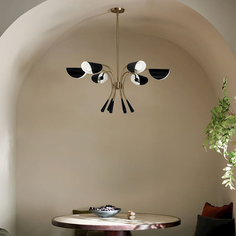 Kichler Arcus 46in 12-Light Chandelier | Mid-Century Modern Champagne Bronze and White Metal | Dining Room & Living Room | 29 in H | Model 52561CPZWH