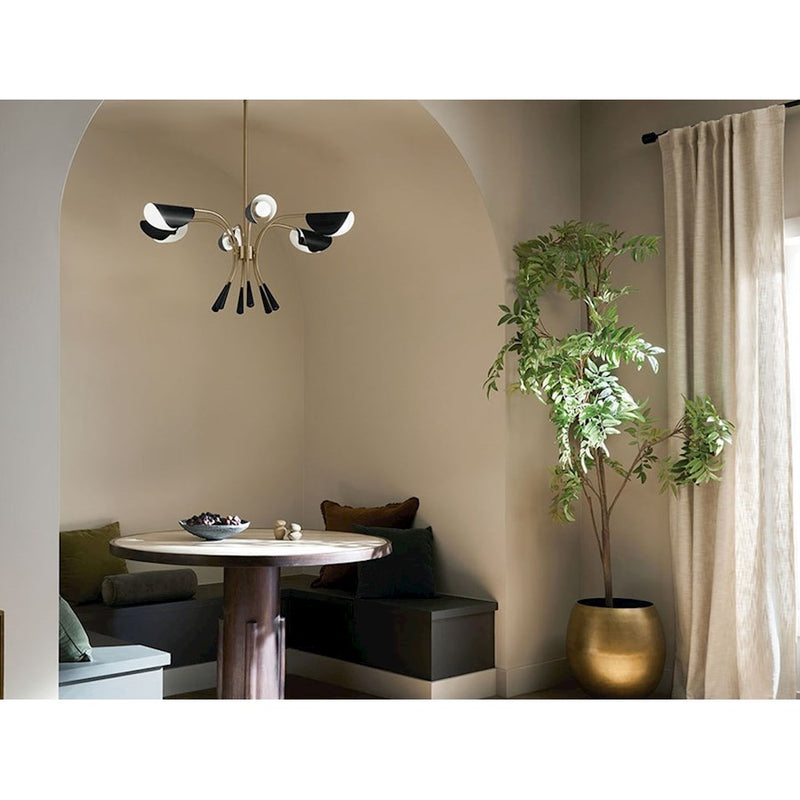 Kichler Arcus 46in 12-Light Chandelier | Mid-Century Modern Champagne Bronze and White Metal | Dining Room & Living Room | 29 in H | Model 52561CPZWH