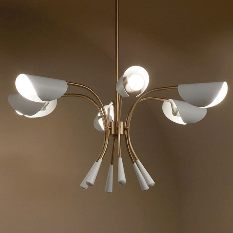 Kichler Arcus 46in 12-Light Chandelier | Mid-Century Modern Champagne Bronze and White Metal | Dining Room & Living Room | 29 in H | Model 52561CPZWH