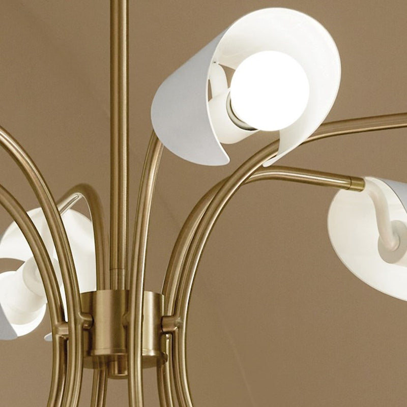 Kichler Arcus 46in 12-Light Chandelier | Mid-Century Modern Champagne Bronze and White Metal | Dining Room & Living Room | 29 in H | Model 52561CPZWH