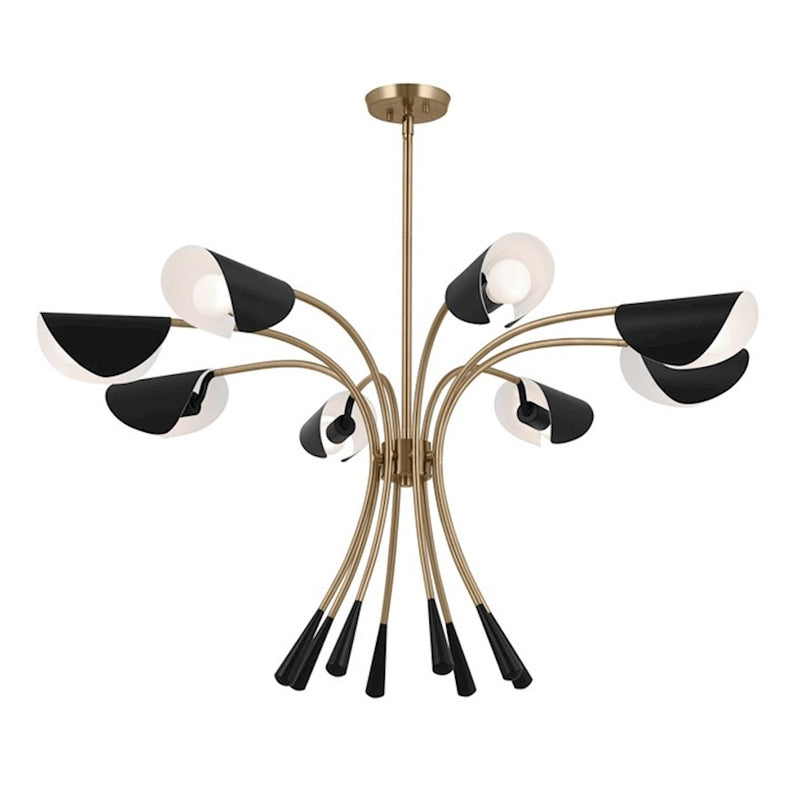 Kichler Arcus 46in 12-Light Chandelier | Mid-Century Modern Champagne Bronze and White Metal | Dining Room & Living Room | 29 in H | Model 52561CPZWH