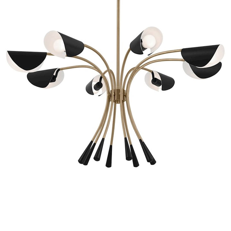 Kichler Arcus 46in 12-Light Chandelier | Mid-Century Modern Champagne Bronze and White Metal | Dining Room & Living Room | 29 in H | Model 52561CPZWH