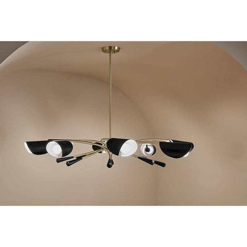 Kichler Arcus 46in 12-Light Chandelier | Mid-Century Modern Champagne Bronze and White Metal | Dining Room & Living Room | 29 in H | Model 52561CPZWH