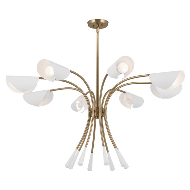 Kichler Arcus 46in 12-Light Chandelier | Mid-Century Modern Champagne Bronze and White Metal | Dining Room & Living Room | 29 in H | Model 52561CPZWH
