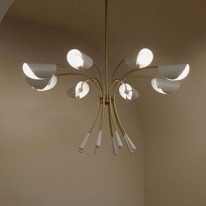 Kichler Arcus 46in 12-Light Chandelier | Mid-Century Modern Champagne Bronze and White Metal | Dining Room & Living Room | 29 in H | Model 52561CPZWH
