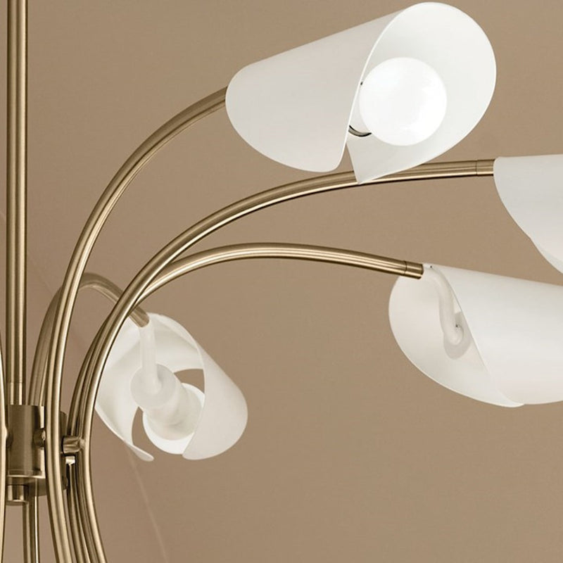 Kichler Arcus 46in 12-Light Chandelier | Mid-Century Modern Champagne Bronze and White Metal | Dining Room & Living Room | 29 in H | Model 52561CPZWH