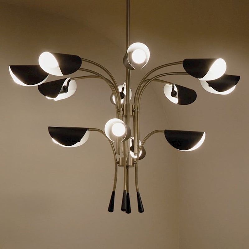Kichler Arcus 46in 12-Light Chandelier | Mid-Century Modern Champagne Bronze and White Metal | Dining Room & Living Room | 29 in H | Model 52561CPZWH