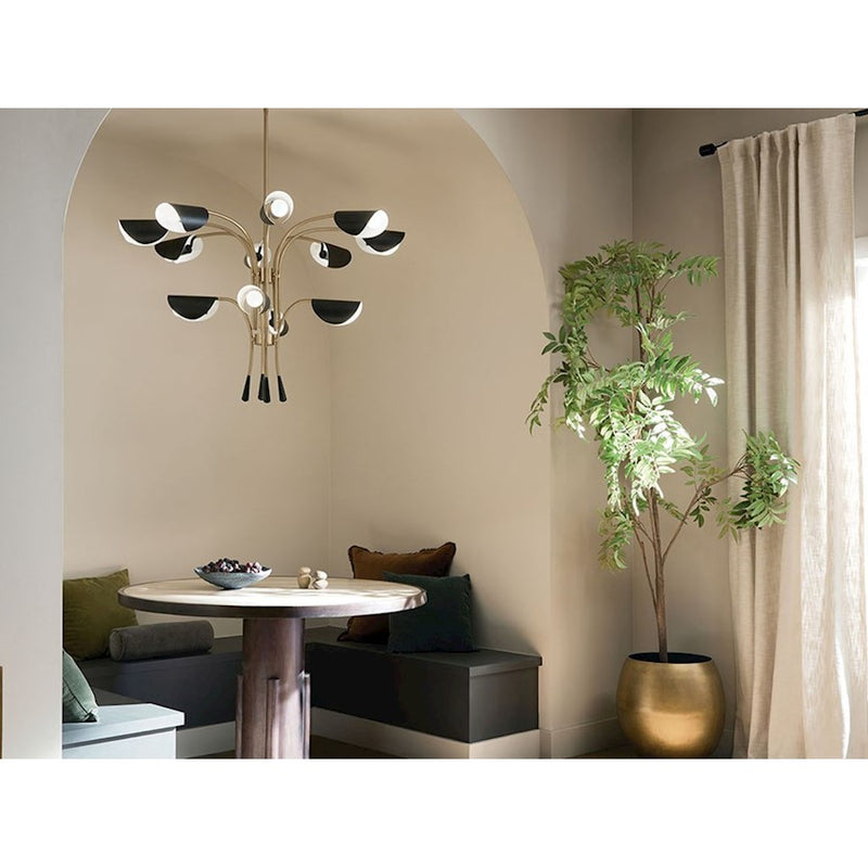 Kichler Arcus 46in 12-Light Chandelier | Mid-Century Modern Champagne Bronze and White Metal | Dining Room & Living Room | 29 in H | Model 52561CPZWH