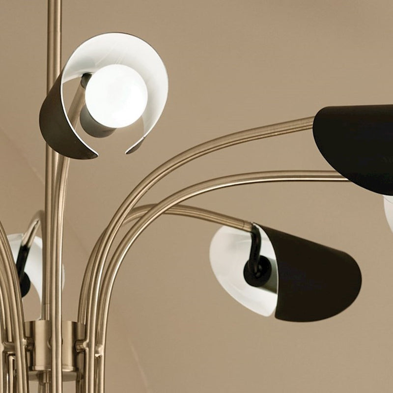 Kichler Arcus 46in 12-Light Chandelier | Mid-Century Modern Champagne Bronze and White Metal | Dining Room & Living Room | 29 in H | Model 52561CPZWH