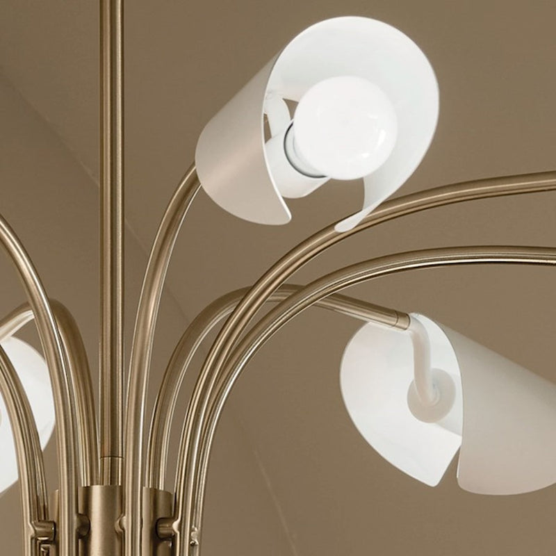 Kichler Arcus 46in 12-Light Chandelier | Mid-Century Modern Champagne Bronze and White Metal | Dining Room & Living Room | 29 in H | Model 52561CPZWH