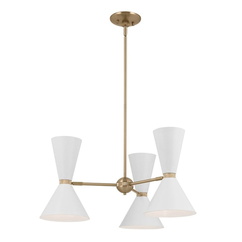 Kichler Phix 39in 12-Light Chandelier | Mid-Century Modern Champagne Bronze and White Metal | Dining Room & Living Room | 13.5 in H | Model 52566CPZWH