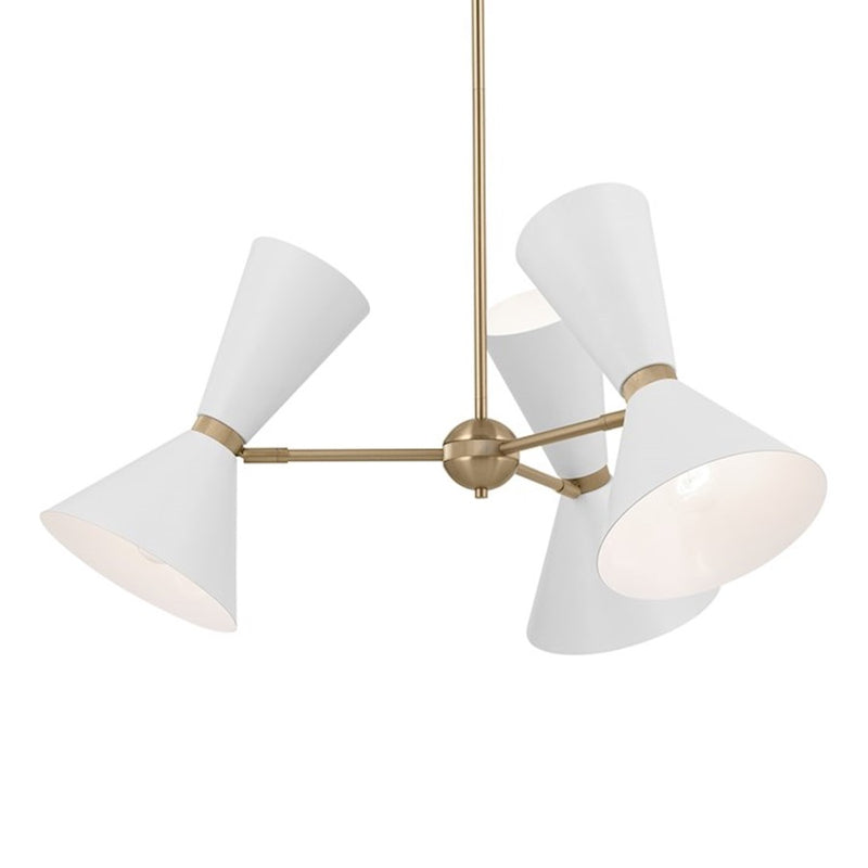 Kichler Phix 39in 12-Light Chandelier | Mid-Century Modern Champagne Bronze and White Metal | Dining Room & Living Room | 13.5 in H | Model 52566CPZWH