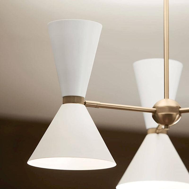 Kichler Phix 39in 12-Light Chandelier | Mid-Century Modern Champagne Bronze and White Metal | Dining Room & Living Room | 13.5 in H | Model 52566CPZWH