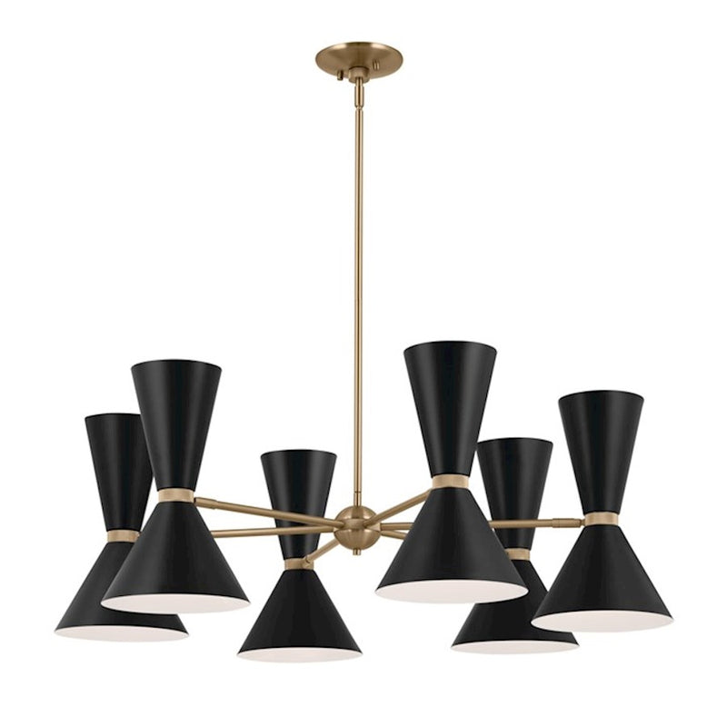 Kichler Phix 39in 12-Light Chandelier | Mid-Century Modern Champagne Bronze and White Metal | Dining Room & Living Room | 13.5 in H | Model 52566CPZWH