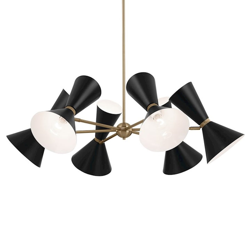 Kichler Phix 39in 12-Light Chandelier | Mid-Century Modern Champagne Bronze and White Metal | Dining Room & Living Room | 13.5 in H | Model 52566CPZWH