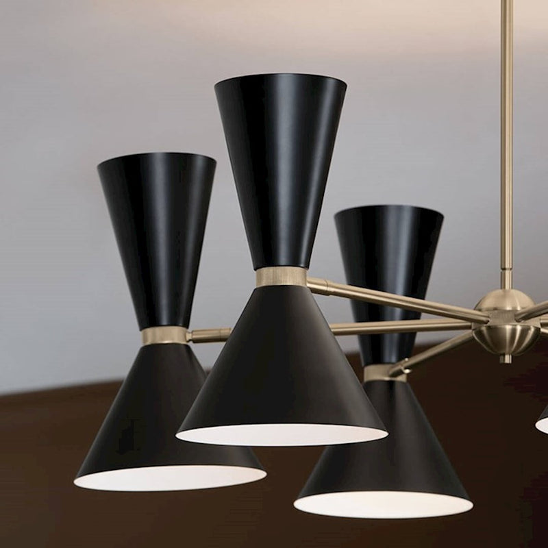 Kichler Phix 39in 12-Light Chandelier | Mid-Century Modern Champagne Bronze and White Metal | Dining Room & Living Room | 13.5 in H | Model 52566CPZWH