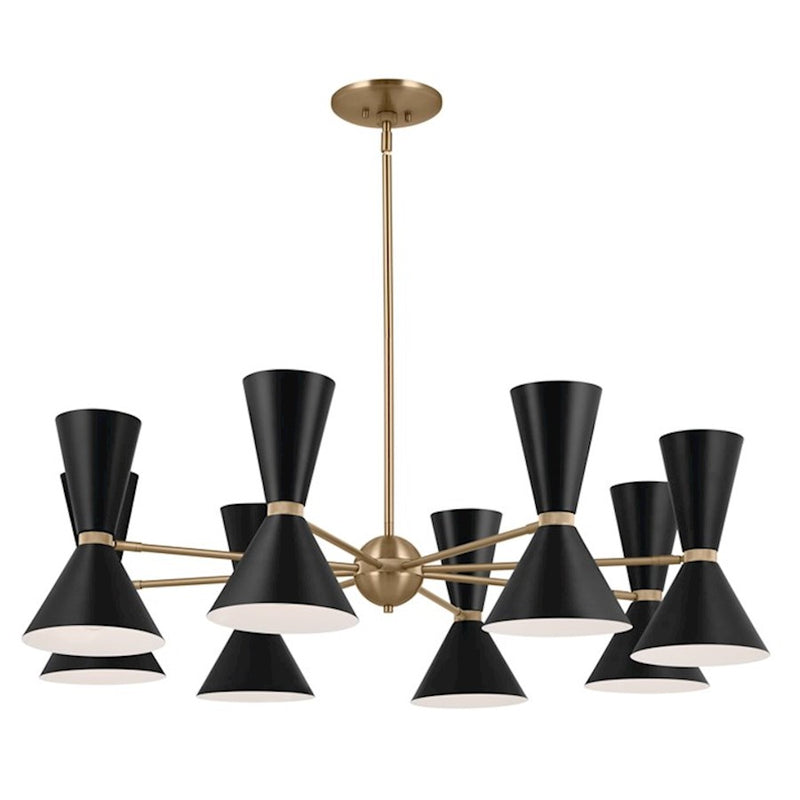 Kichler Phix 49in 16-Light Chandelier | Mid-Century Modern Champagne Bronze and White | Dining Room & Foyer | 13.5 in H | Model 52567CPZWH