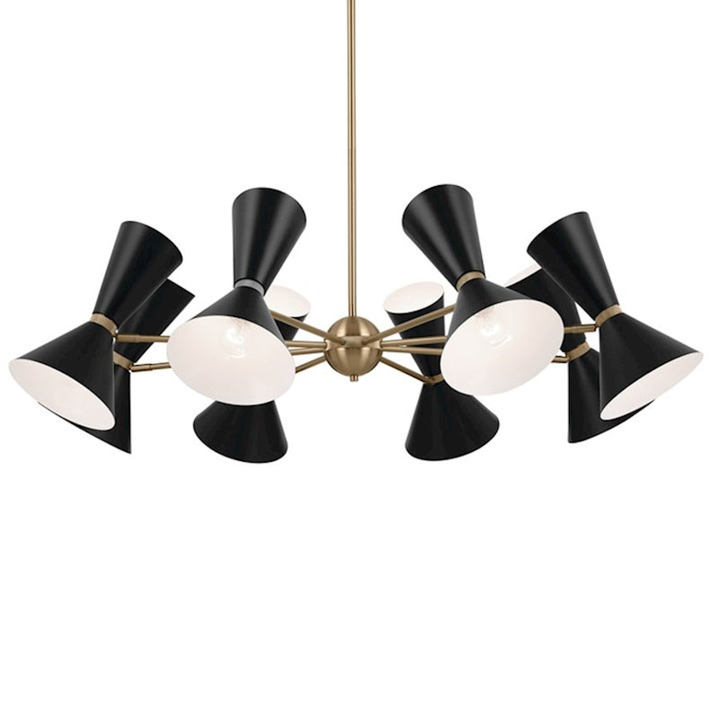 Kichler Phix 49in 16-Light Chandelier | Mid-Century Modern Champagne Bronze and White | Dining Room & Foyer | 13.5 in H | Model 52567CPZWH