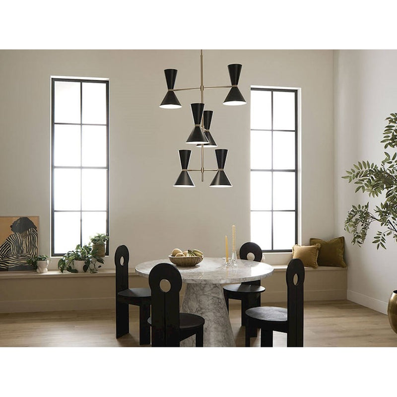 Kichler Phix 50in 12-Light Foyer Chandelier | Mid-Century Modern Champagne Bronze and White | Entryway & Dining Room | Model 52568CPZWH