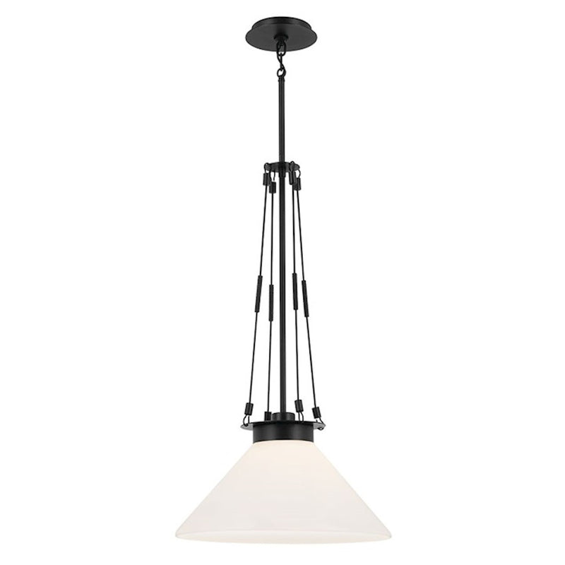 Kichler Albers 18in 1-Light Pendant | Soft Modern Champagne Bronze and Opal Glass | Kitchen Island & Dining Room | 31 in H | Model 52581CPZ