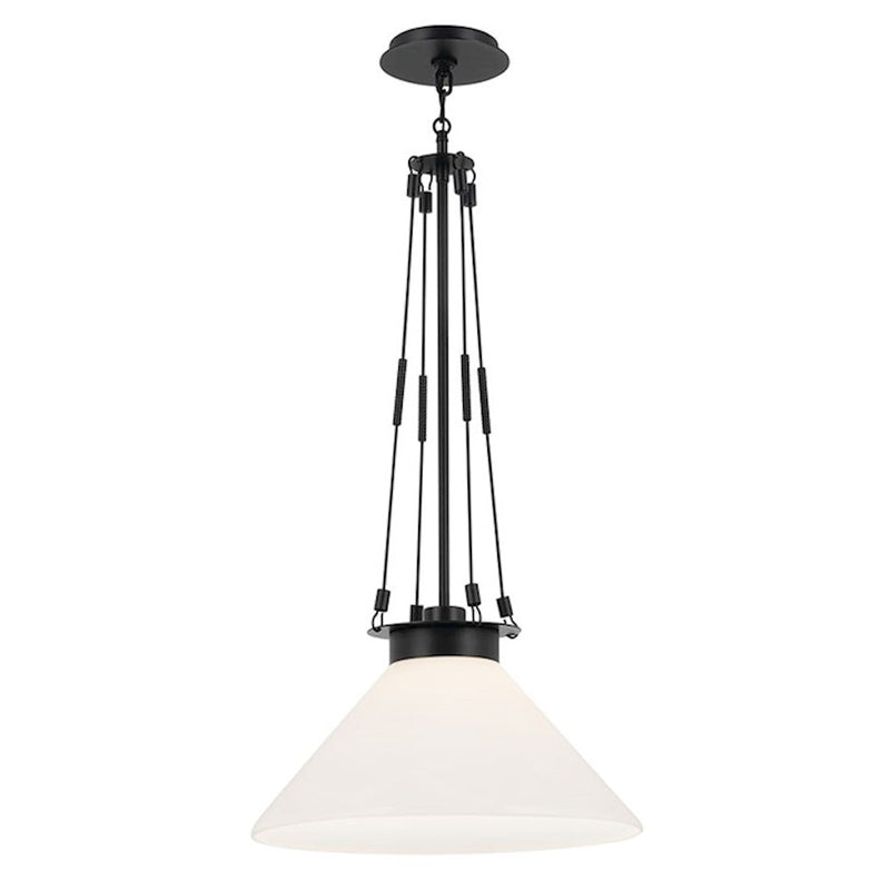 Kichler Albers 18in 1-Light Pendant | Soft Modern Champagne Bronze and Opal Glass | Kitchen Island & Dining Room | 31 in H | Model 52581CPZ