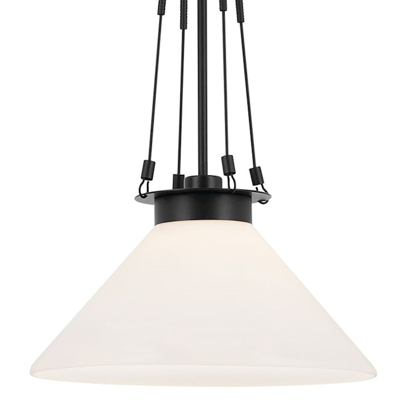 Kichler Albers 18in 1-Light Pendant | Soft Modern Champagne Bronze and Opal Glass | Kitchen Island & Dining Room | 31 in H | Model 52581CPZ