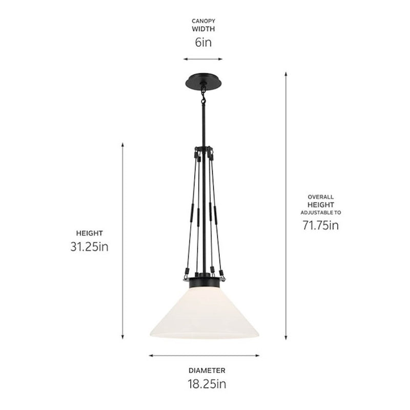 Kichler Albers 18in 1-Light Pendant | Soft Modern Champagne Bronze and Opal Glass | Kitchen Island & Dining Room | 31 in H | Model 52581CPZ