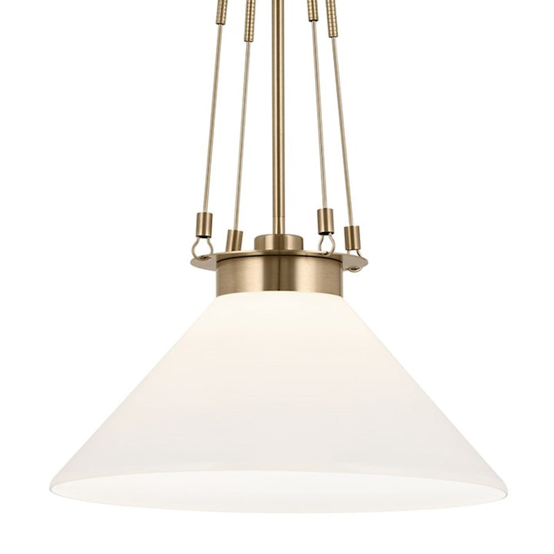 Kichler Albers 18in 1-Light Pendant | Soft Modern Champagne Bronze and Opal Glass | Kitchen Island & Dining Room | 31 in H | Model 52581CPZ