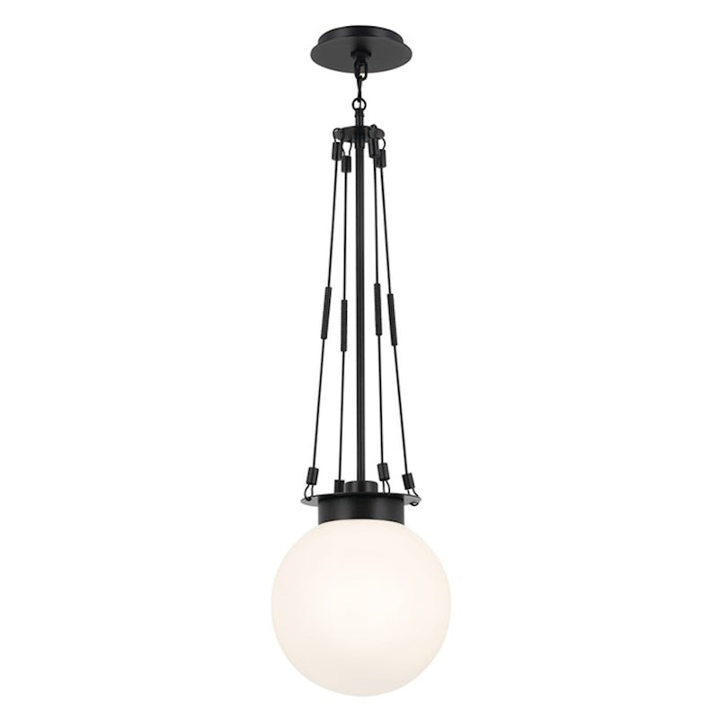 Kichler Albers 1-Light Pendant | Champagne Bronze Steel and Opal Glass | Kitchen Island & Dining Room | 33.25 in H | Model 52582CPZ